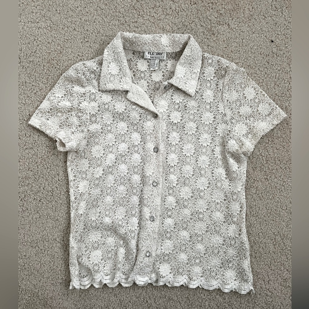 Vintage white floral button down